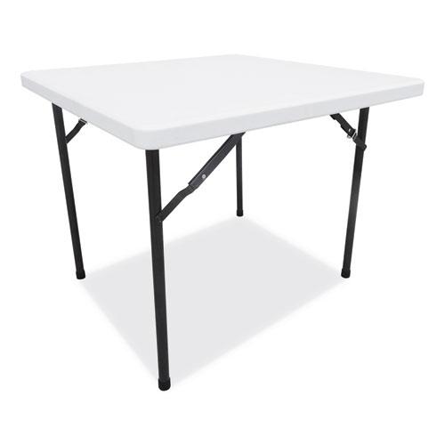Square Plastic Folding Table, 36w x 36d x 29.25h, White. Picture 1