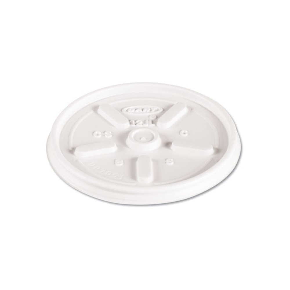 Plastic Lids for Foam Cups, Bowls and Containers, Vented, Fits 6 oz to 14 oz, White, 100/Pack, 10 Packs/Carton. Picture 1