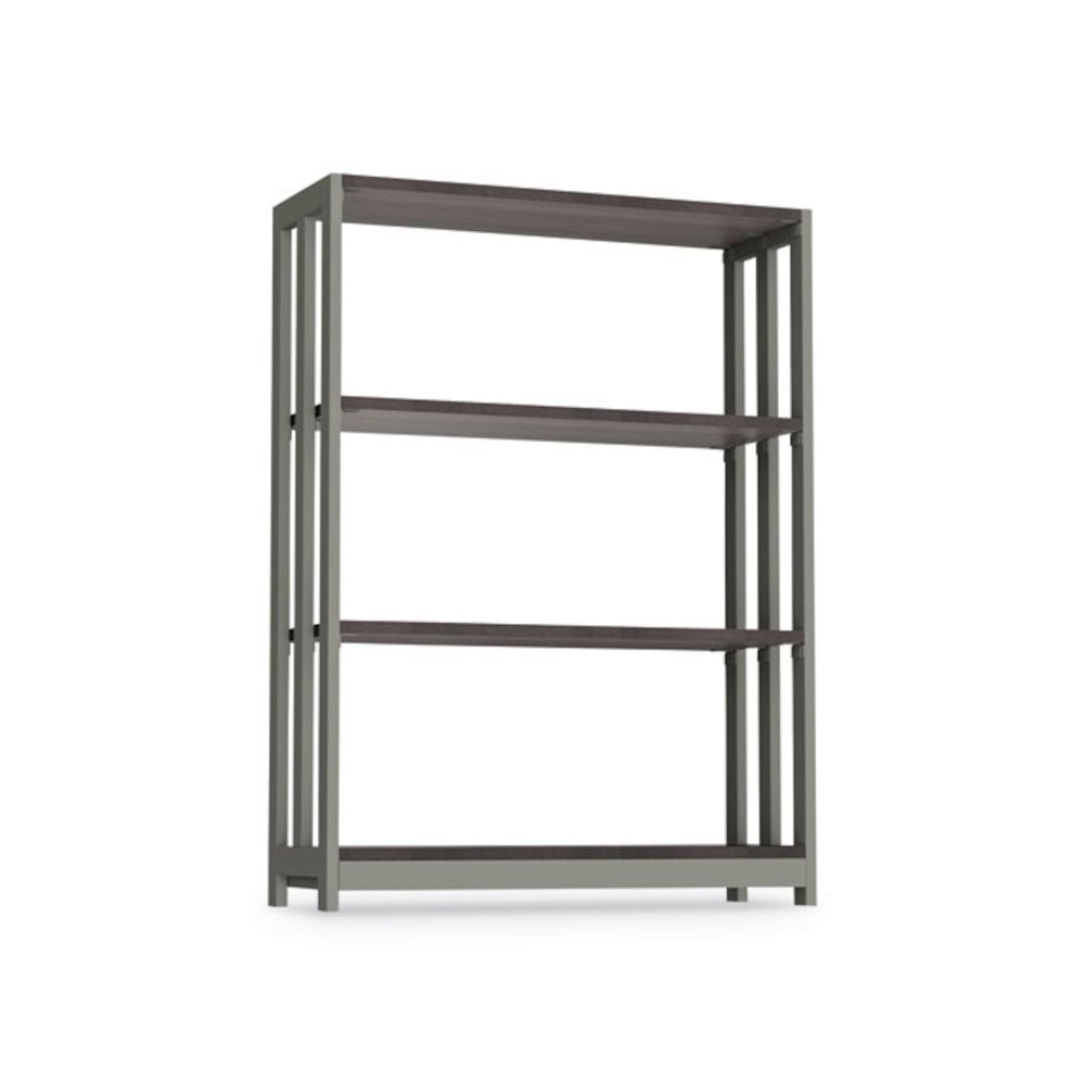 Trento Line Bookcase, Three-Shelf, 31.5w x 11.63d x 43.25h, Mocha. Picture 6