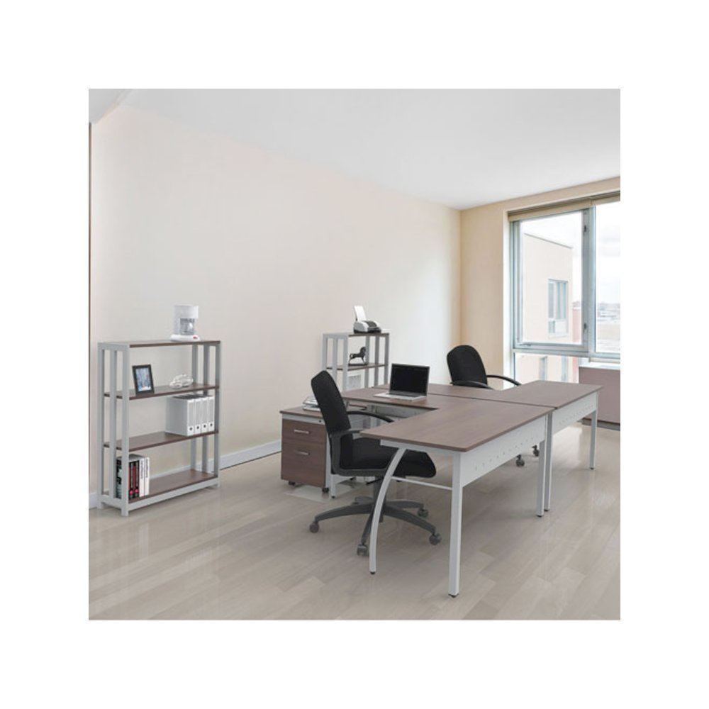 Trento Line Bookcase, Three-Shelf, 31.5w x 11.63d x 43.25h, Mocha. Picture 4