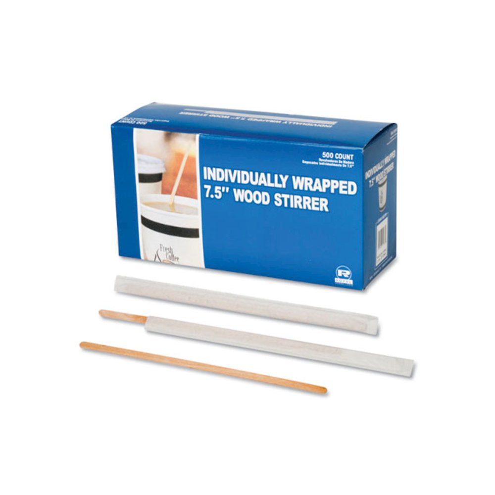 Wood Stir Sticks, 7.5", Wrapped, 5,000/Carton. Picture 1