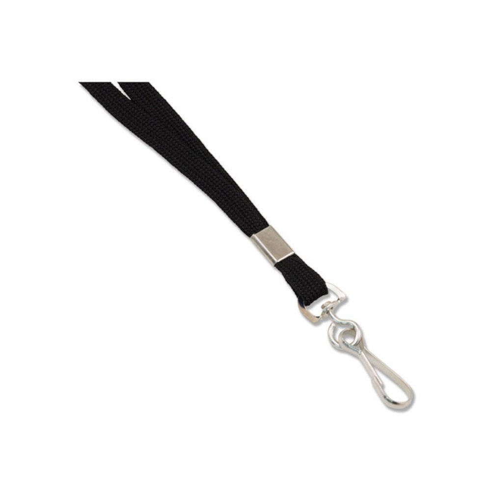 Deluxe Lanyard, Metal J-Hook Fastener, 36" Long, Black. Picture 3