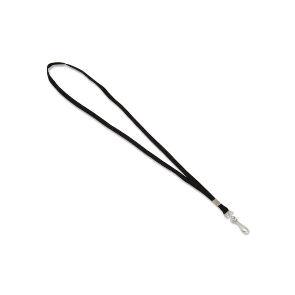 Deluxe Lanyard, Metal J-Hook Fastener, 36" Long, Black. Picture 1
