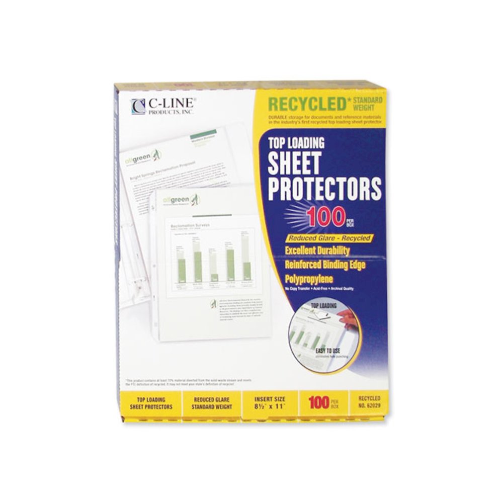 Polypropylene Sheet Protectors, Medium-Duty, Side: 3-Hole Punched, Top Load 8.5 x 11 Insert, Reduced Glare Clear, 100/Box. Picture 6