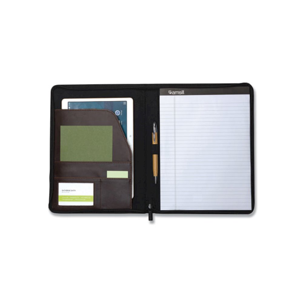 Vintage Hardback Zipper Portfolio, Vinyl, Dark Brown, 11 x 8.5. Picture 3