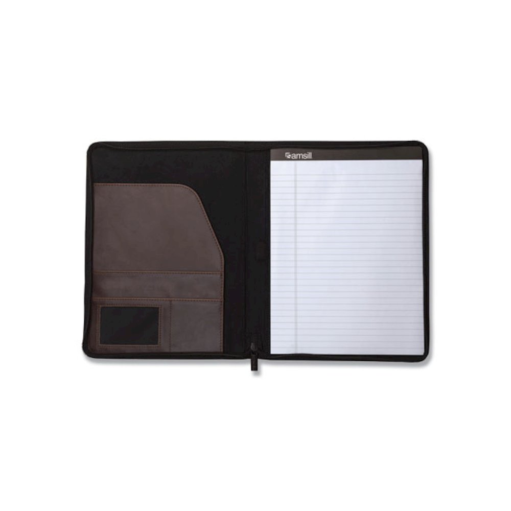 Vintage Hardback Zipper Portfolio, Vinyl, Dark Brown, 11 x 8.5. Picture 5