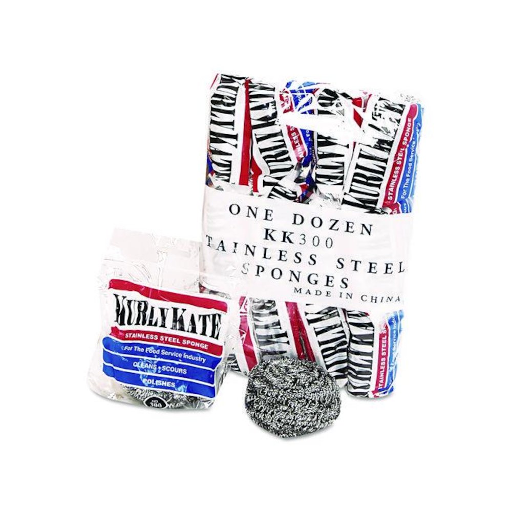 Stainless Steel Scrubbers, Medium, 3.5 x 3.5, Steel Gray, 12/Pack, 12 Packs/Carton. Picture 1