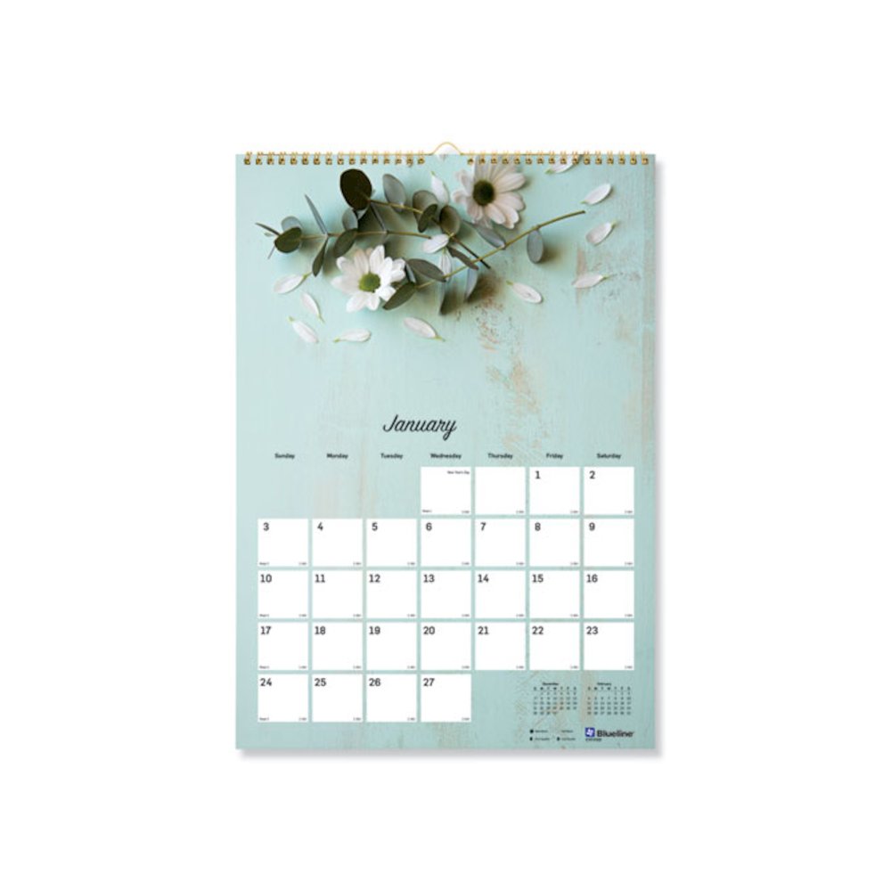 Romantic Wall Calendar, Floral Photography, 12 x 17, White/Multicolor Sheets, 12-Month (Jan to Dec): 2026. Picture 1
