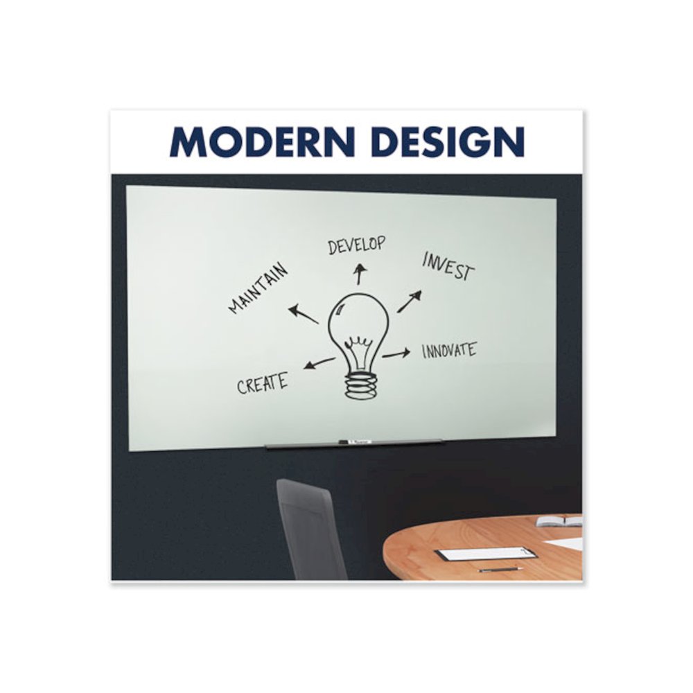 InvisaMount Magnetic Glass Marker Board, 74" x 42", White Surface. Picture 6