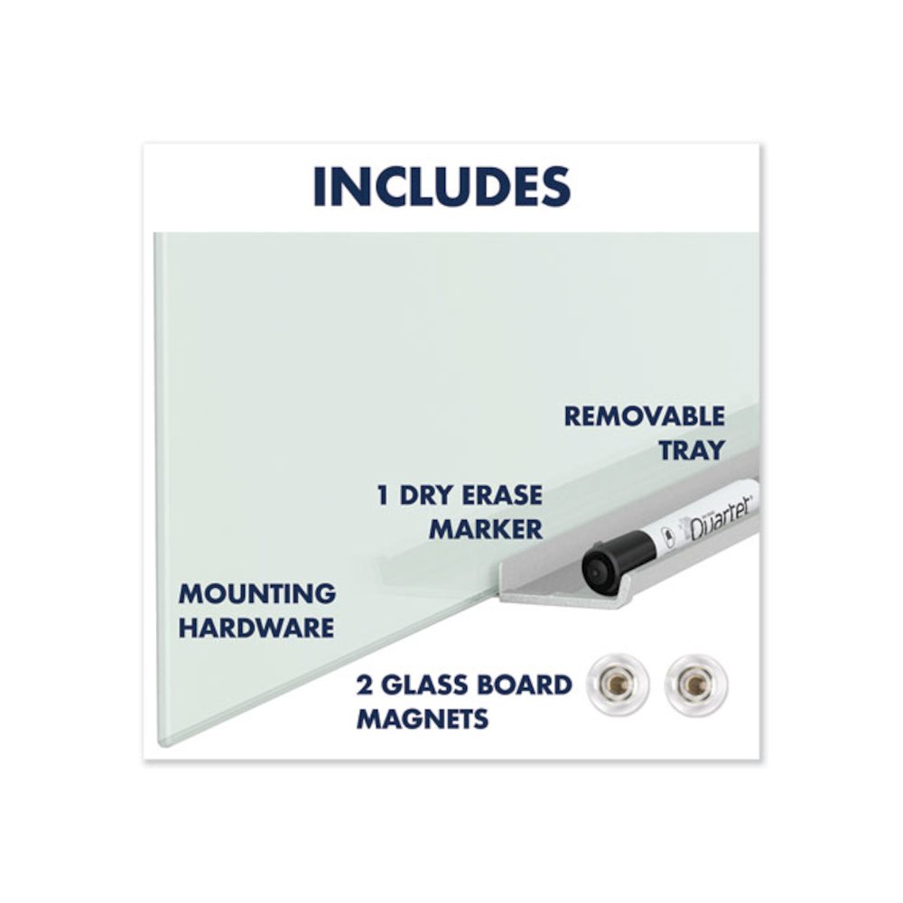 InvisaMount Magnetic Glass Marker Board, 74" x 42", White Surface. Picture 11