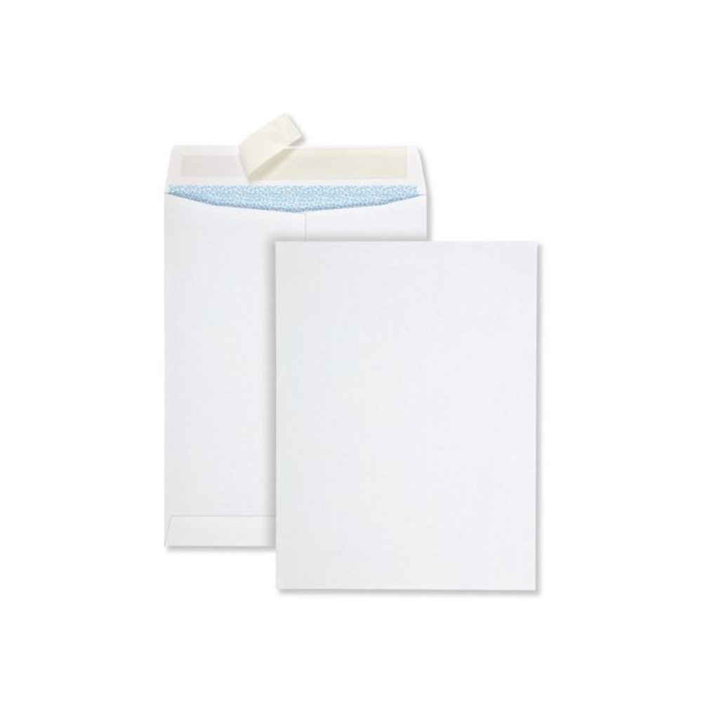 Redi-Strip Security Tinted Envelope, #10 1/2, Square Flap, Redi-Strip Adhesive Closure, 9 x 12, White, 100/Box. Picture 1