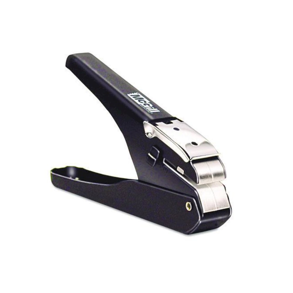 Handheld Badge/Slot Punch, 9/16" x 1/8" Horizontal Slot, Black/Chrome. Picture 1