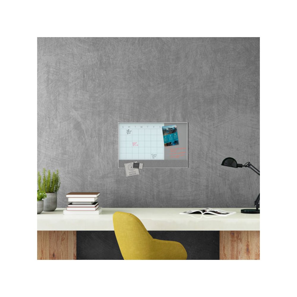 3N1 Magnetic Glass Dry Erase Combo Board, Monthly Planning, 24 x 18 (Actual Size: 23 x 17), Gray/White Surface, White Frame. Picture 2