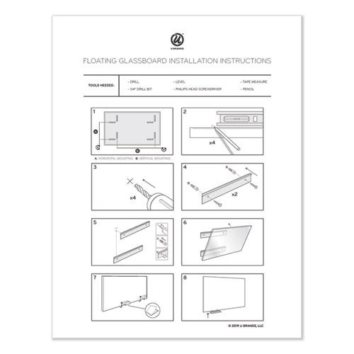 Floating Glass Ghost Grid Dry Erase Board, 36" x 24" (Actual Size: 35" x 23"), White Surface. Picture 5