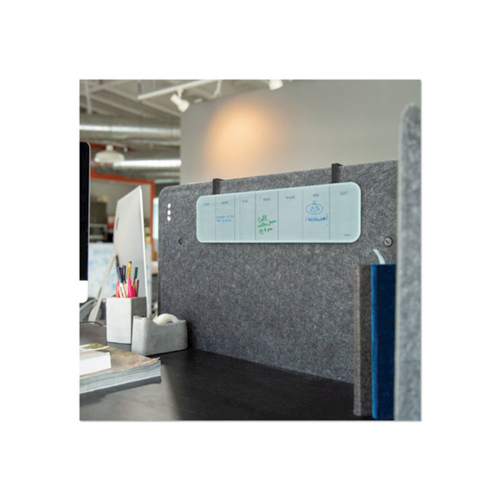 Cubicle Glass Dry Erase Board, Monthly Planning/Scheduling Calendar, 20" x 5.5", White Surface. Picture 2