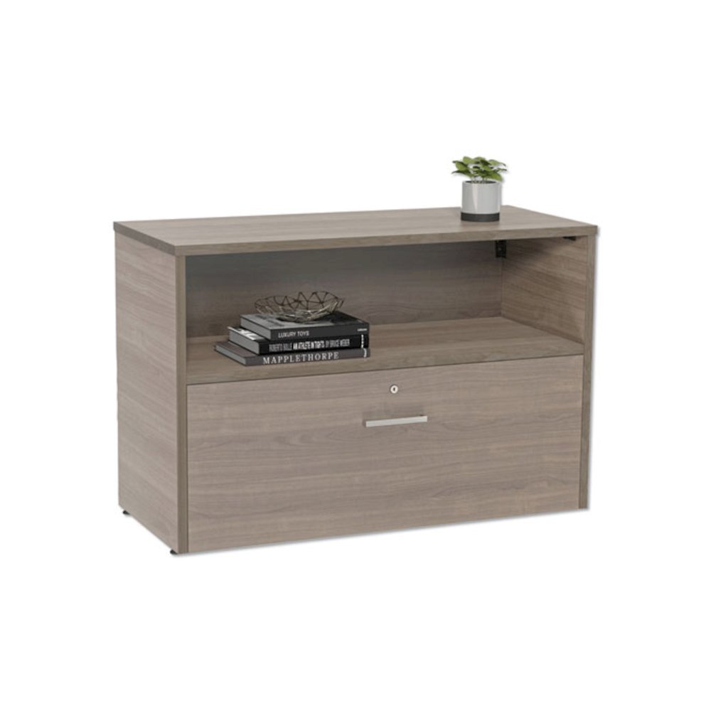 Urban Series Cabinet Credenza Pedestal with Lateral File, 35.25w x 15.25d x 23.75h, Natural Walnut. Picture 1