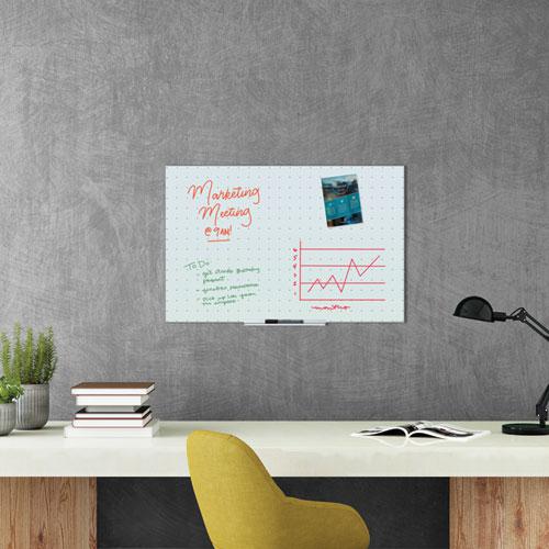 Floating Glass Ghost Grid Dry Erase Board, 36" x 24" (Actual Size: 35" x 23"), White Surface. Picture 3