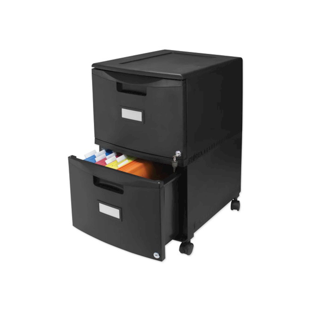 Two-Drawer Mobile Filing Cabinet, 2 Legal/Letter-Size File Drawers, Black, 14.75" x 18.25" x 26". Picture 6