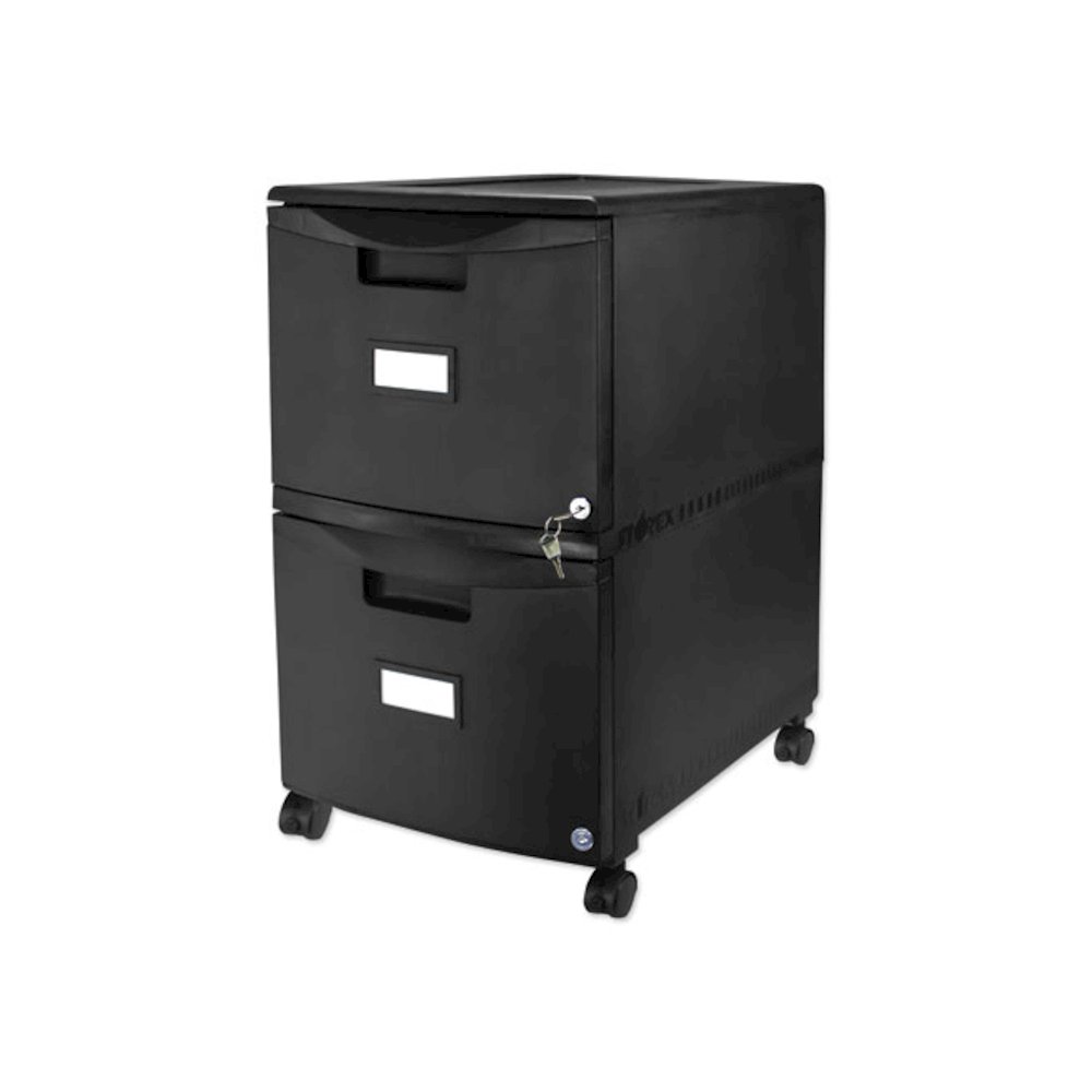 Two-Drawer Mobile Filing Cabinet, 2 Legal/Letter-Size File Drawers, Black, 14.75" x 18.25" x 26". Picture 2