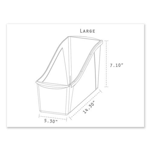 Interlocking Book Bins with Clear Label Pouches, 4.75" x 12.63" x 7", Assorted Colors, 5/Pack. Picture 7