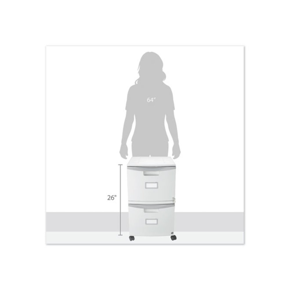 Two-Drawer Mobile Filing Cabinet, 2 Legal/Letter-Size File Drawers, Gray, 14.75" x 18.25" x 26". Picture 9