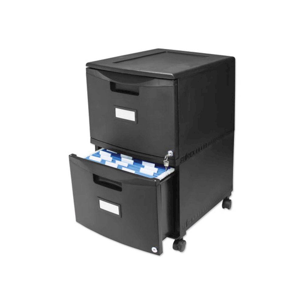Two-Drawer Mobile Filing Cabinet, 2 Legal/Letter-Size File Drawers, Black, 14.75" x 18.25" x 26". Picture 5