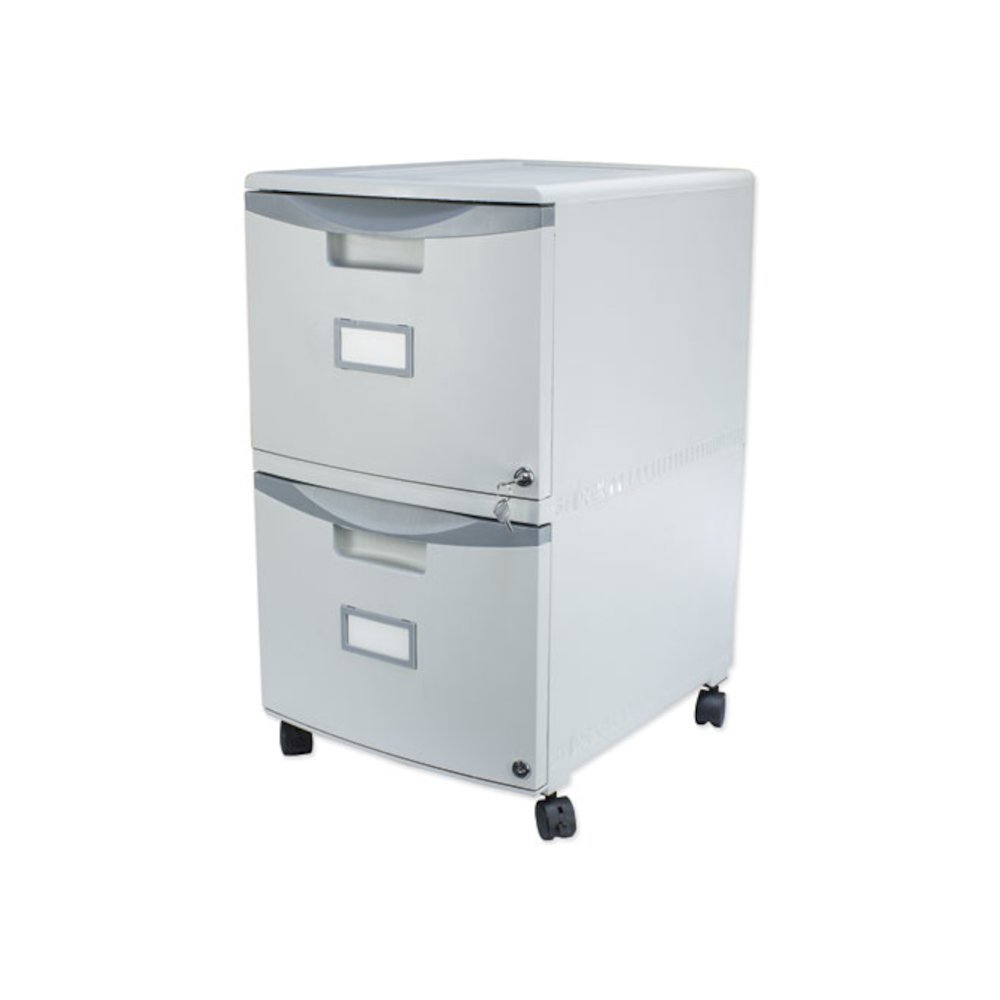 Two-Drawer Mobile Filing Cabinet, 2 Legal/Letter-Size File Drawers, Gray, 14.75" x 18.25" x 26". Picture 2