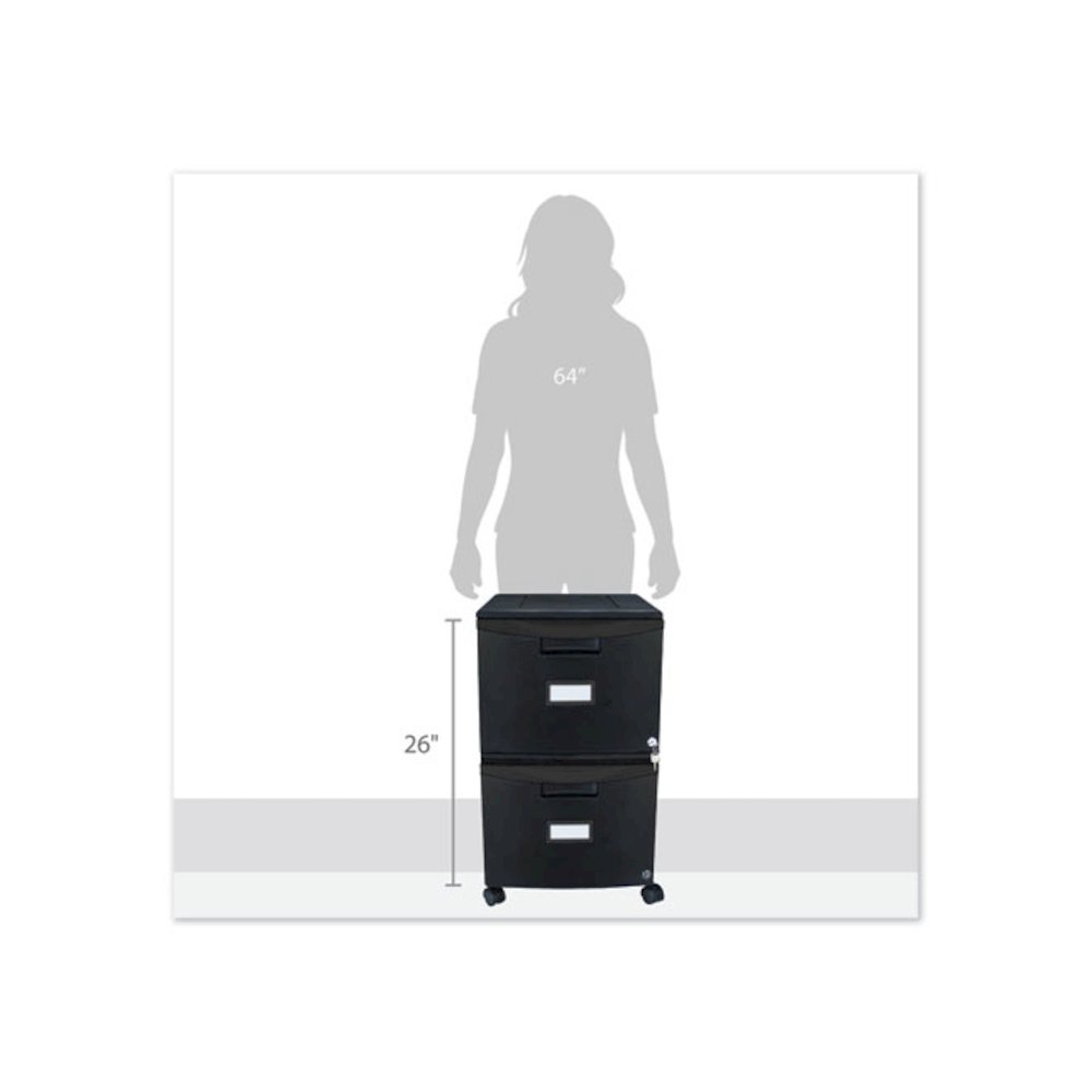 Two-Drawer Mobile Filing Cabinet, 2 Legal/Letter-Size File Drawers, Black, 14.75" x 18.25" x 26". Picture 9