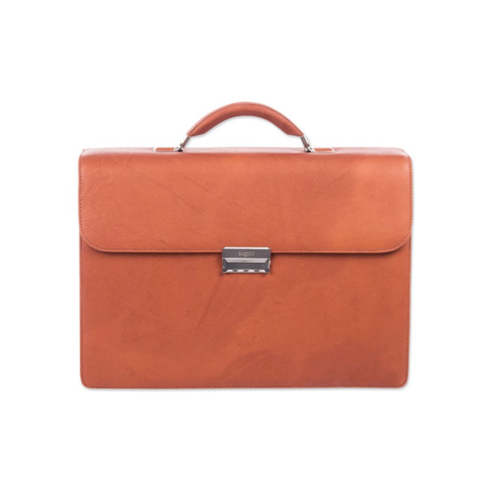 Milestone Briefcase, Fits Devices Up to 15.6", Leather, 5 x 5 x 12, Cognac. Picture 2