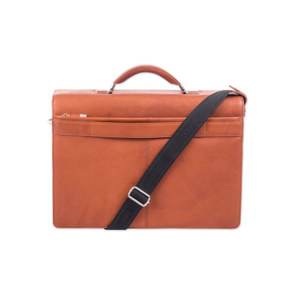Milestone Briefcase, Fits Devices Up to 15.6", Leather, 5 x 5 x 12, Cognac. Picture 3