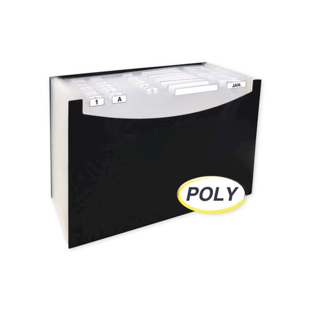 21-Pocket Stand-Up Design Expanding File, 12" Expansion, 21 Sections, 1/5-Cut Tabs, Legal Size, Black. Picture 3
