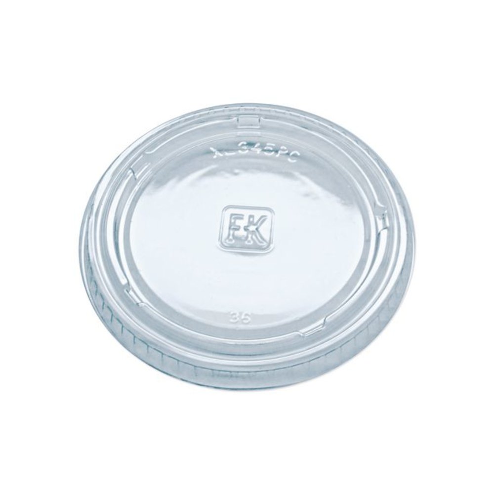 Portion Cup Lids, Fits 3.25 oz to 5.5 oz Portion Cups, Plastic, Clear, 2,500/Carton. Picture 1