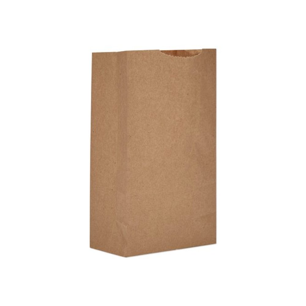 Grocery Paper Bags, 3# Size, 30# Basis Weight, 4.74" x 2.91" x 8.66", Kraft, 500/Bundle. Picture 1