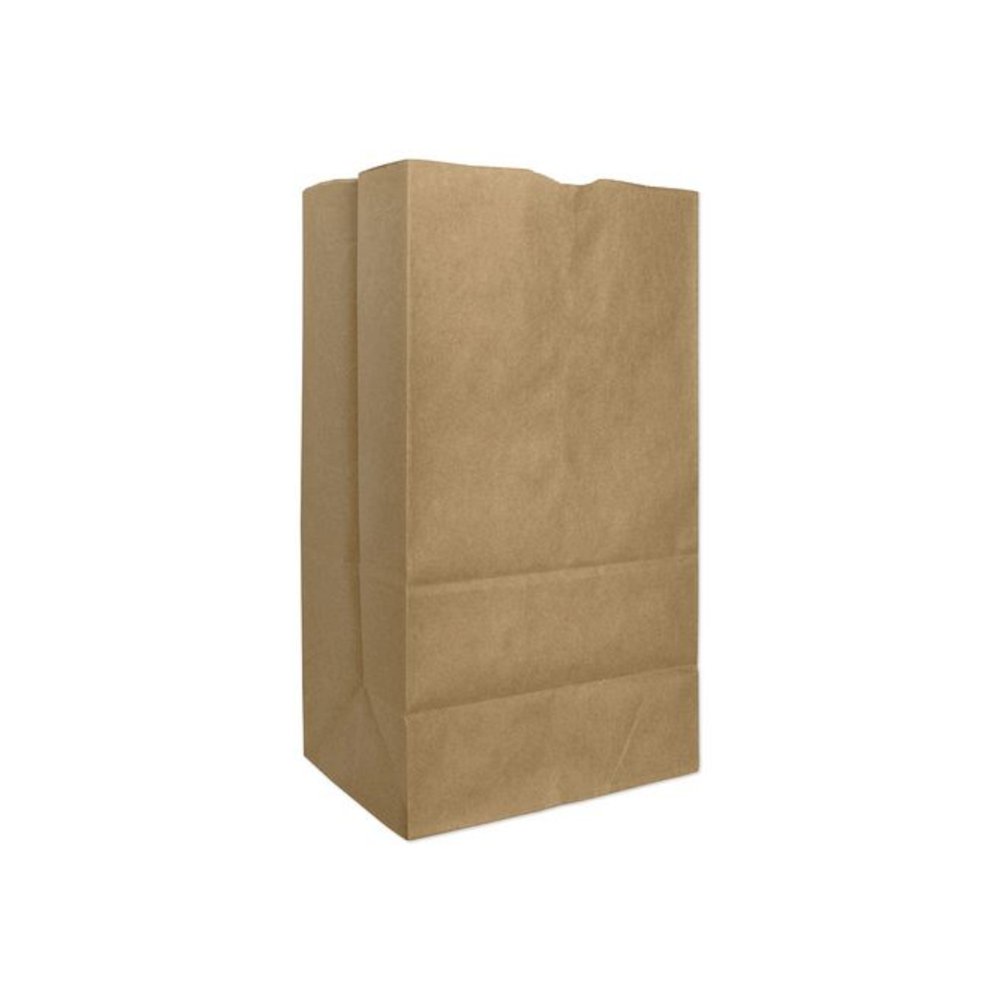Grocery Paper Bags, 25# Squat Size, Extra-Heavy-Duty, 60# Basis Weight, 8.25" x 5.25" x 16.13", Kraft, 500/Bundle. Picture 1