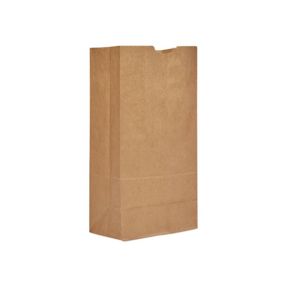 Grocery Paper Bags, 20# Size, 40# Basis Weight, 8.25" x 5.25" x 16.13", Kraft, 500/Bundle. Picture 1