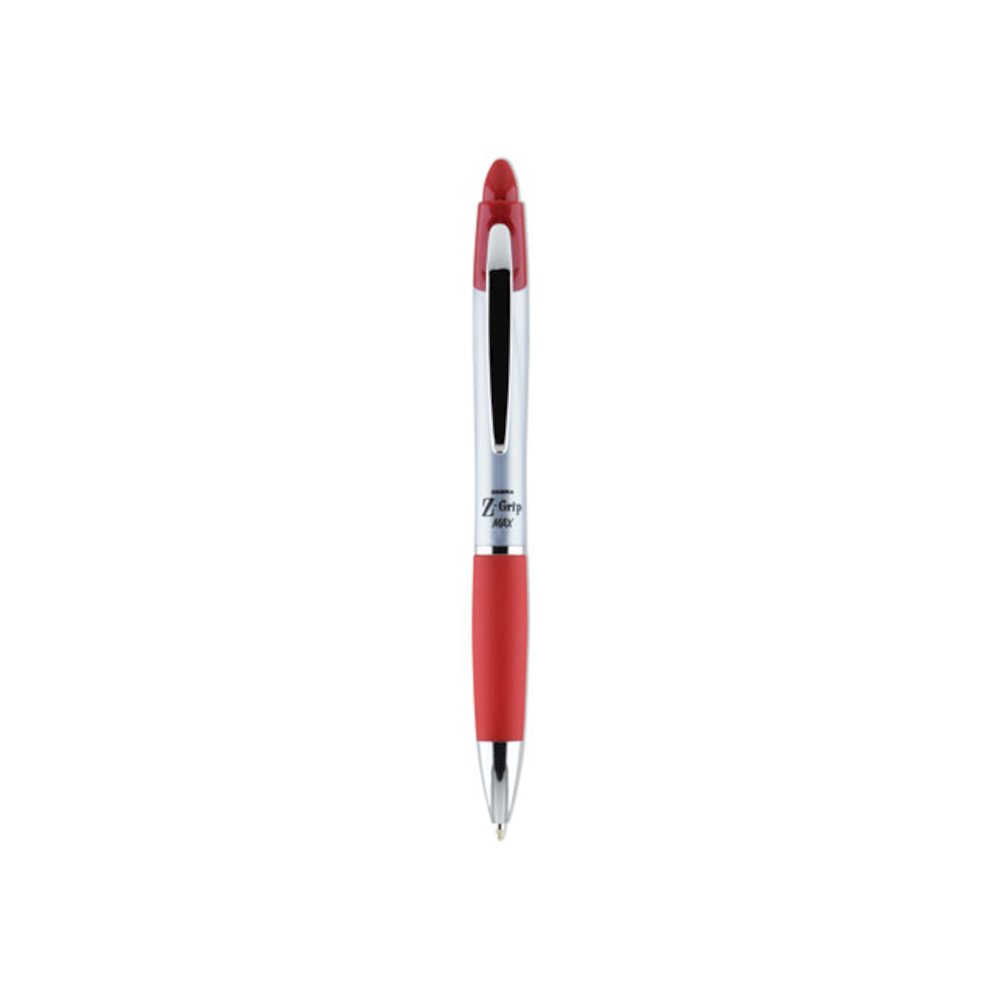 Z-Grip MAX Ballpoint Pen, Retractable, Medium 1 mm, Red Ink, Silver/Red Barrel, 12/Pack. Picture 1