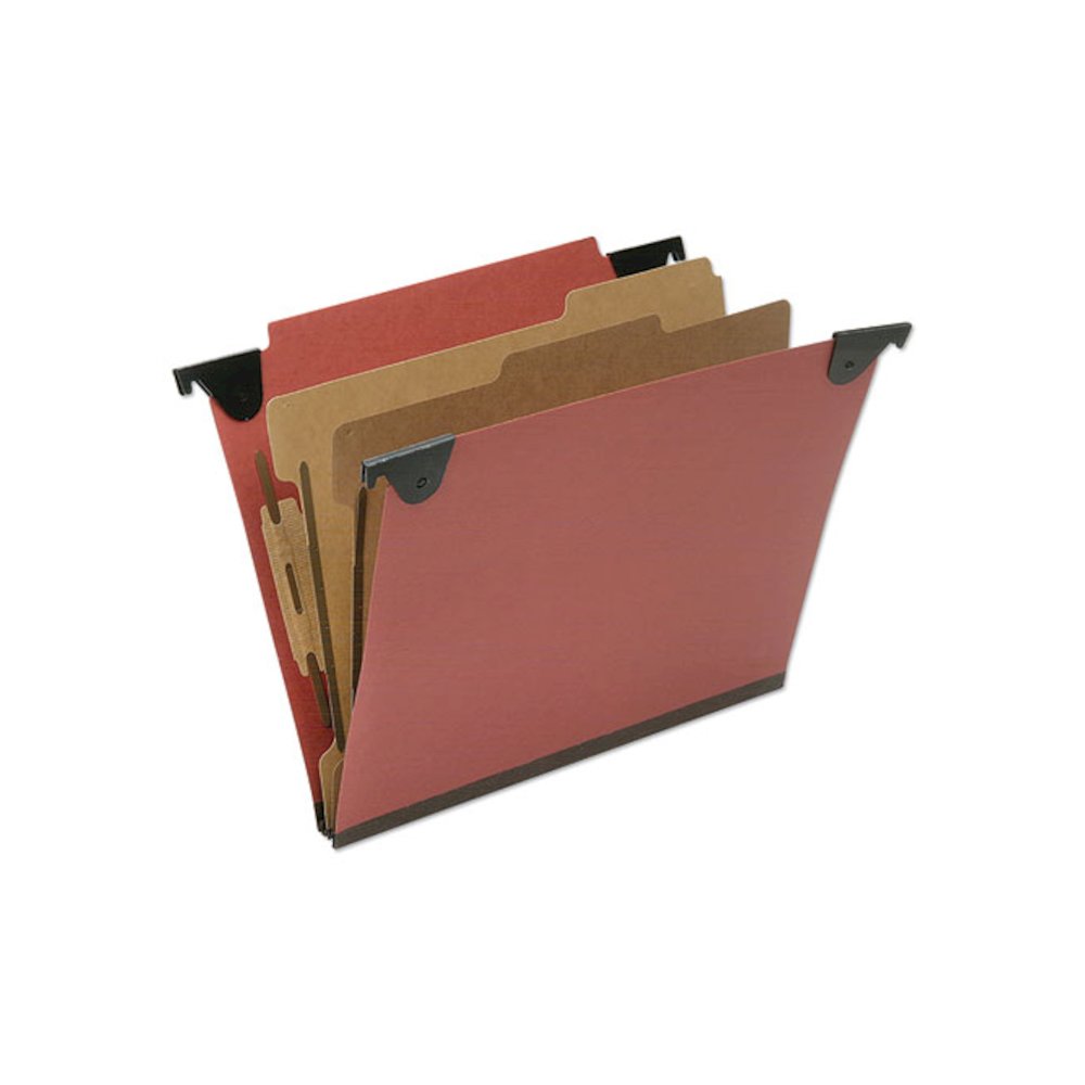 7530016815828, SKILCRAFT Classification Folder, Straight Tab, Expands 2", 2 Dividers, 3 Fasteners, Letter Size, Red, 10/Box. Picture 1