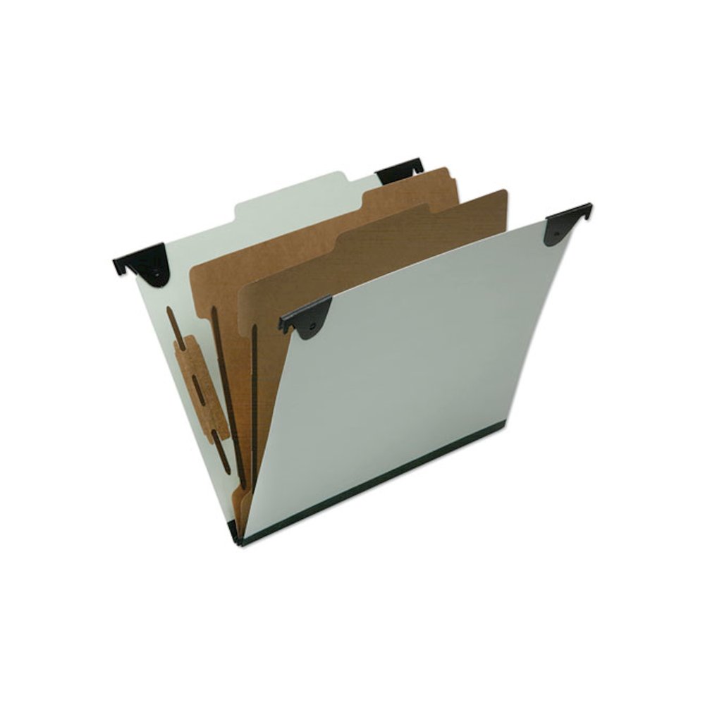 7530016816250, SKILCRAFT Classification Folder, 2/5 Tab, Expands 2", 2 Dividers, 6 Fasteners, Letter Size, Light Green, 10/BX. Picture 1