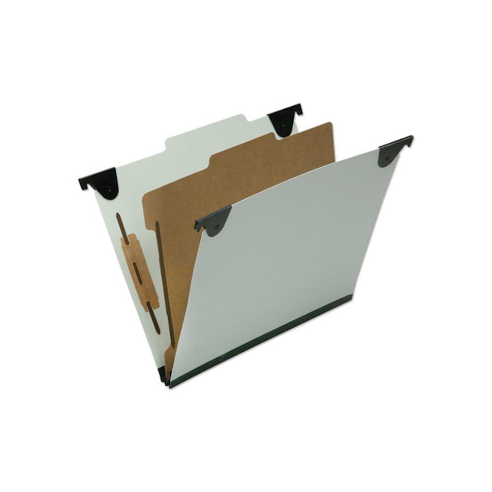 7530016816253, SKILCRAFT Classification Folder, 2/5 Tab, Expands 2", 1 Divider, 4 Fasteners, Letter Size, Light Green, 10/Box. Picture 1