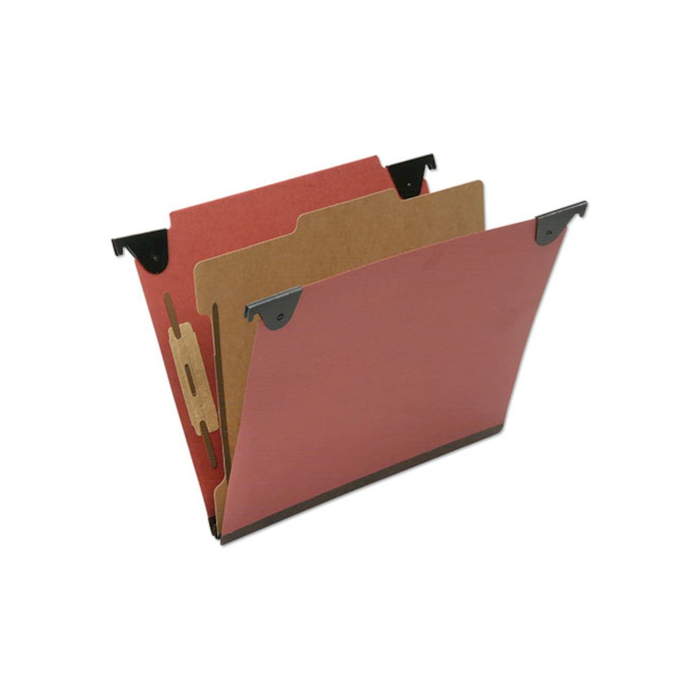 7530016815829, SKILCRAFT Classification Folder, Straight Tab, Expands 2", 1 Divider, 3 Fasteners, Letter Size, Red, 10/Box. Picture 1