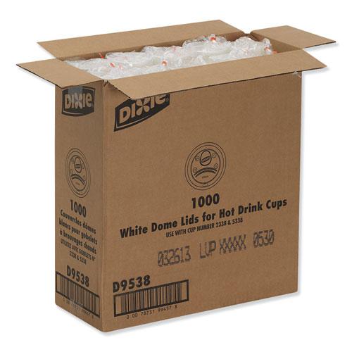 Dome Hot Drink Lids, Fits 8 oz Hot Cups, Plastic, White, 100/Sleeve, 10 Sleeves/Carton. Picture 5