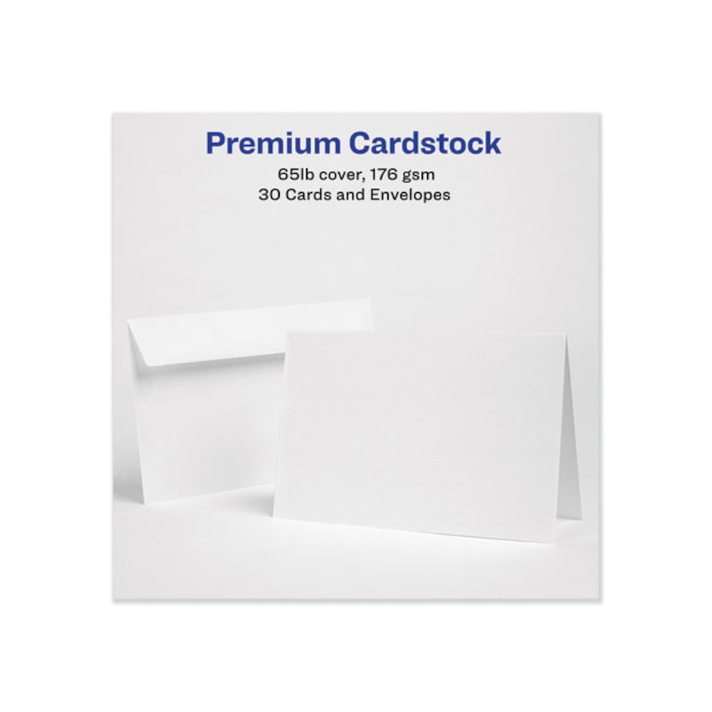 Half-Fold Greeting Cards with Envelopes, Inkjet, 65 lb, 5.5 x 8.5, Textured Uncoated White, 1 Card/Sheet, 30 Sheets/Box. Picture 2