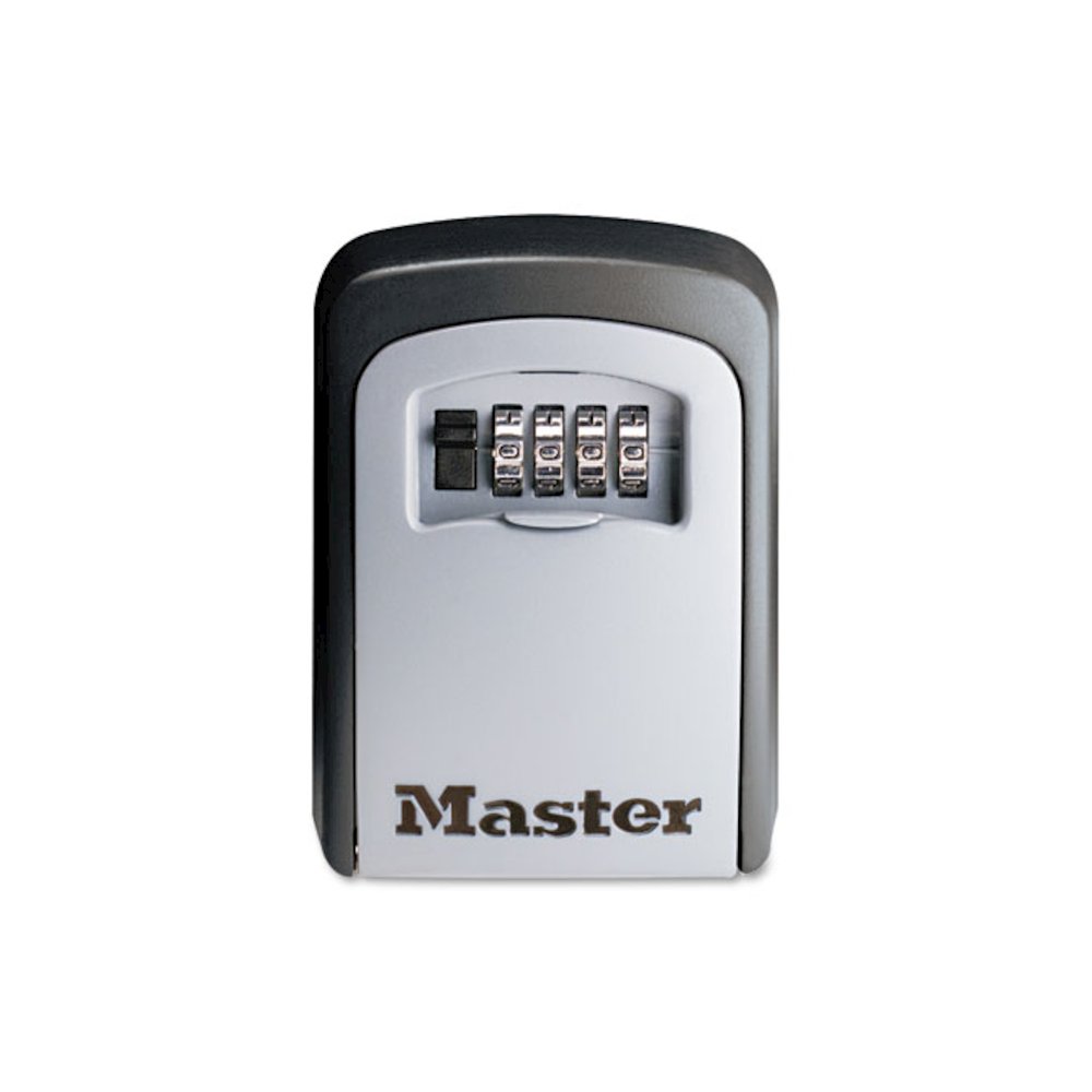 Locking Combination 5-Key Steel Box, 3.25" Wide, Black/Silver. Picture 1