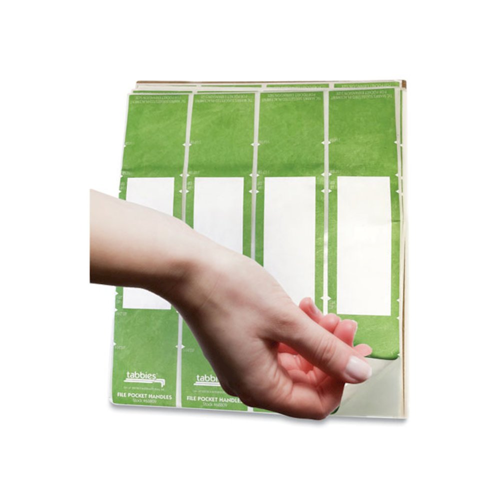 File Pocket Handles, 9.63 x 2, Green/White, 4/Sheet, 12 Sheets/Pack. Picture 7