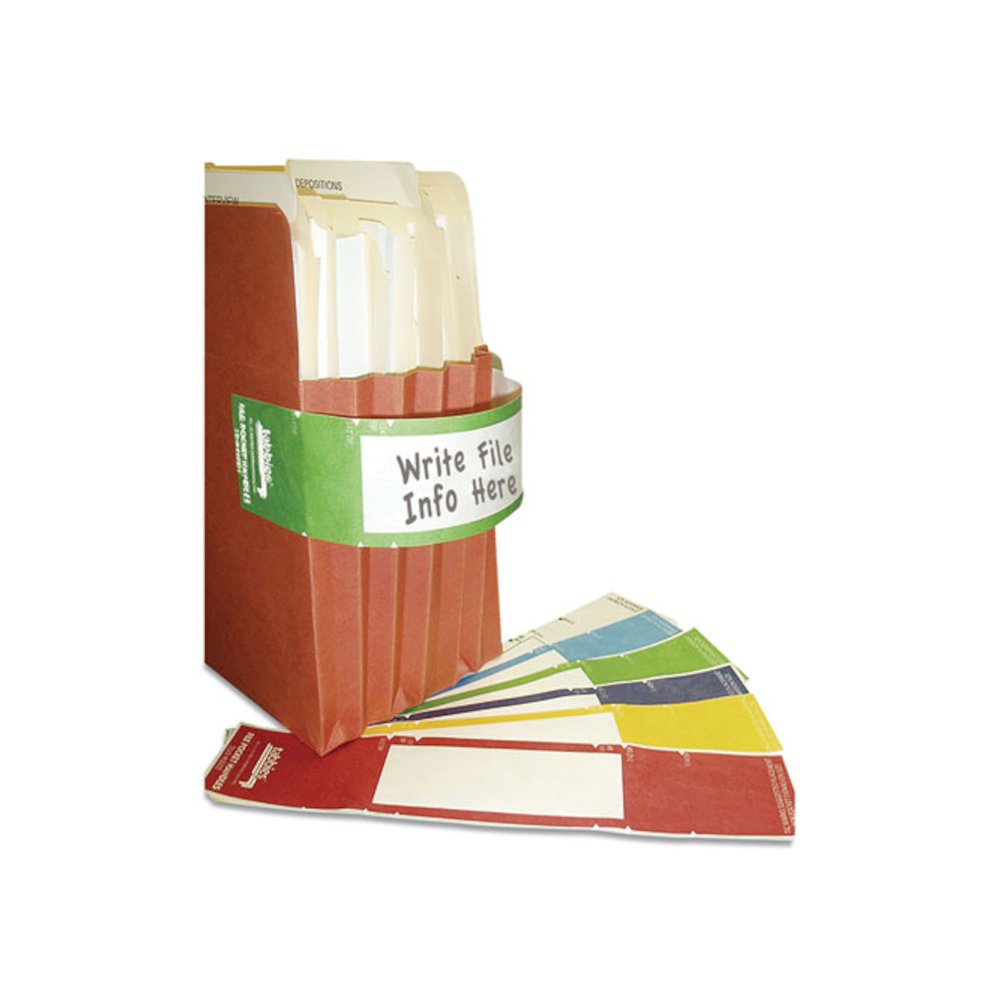 File Pocket Handles, 9.63 x 2, Green/White, 4/Sheet, 12 Sheets/Pack. Picture 1