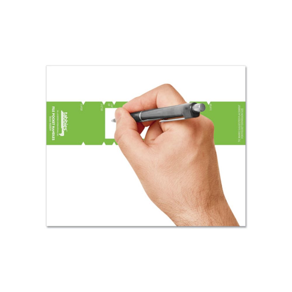 File Pocket Handles, 9.63 x 2, Green/White, 4/Sheet, 12 Sheets/Pack. Picture 6