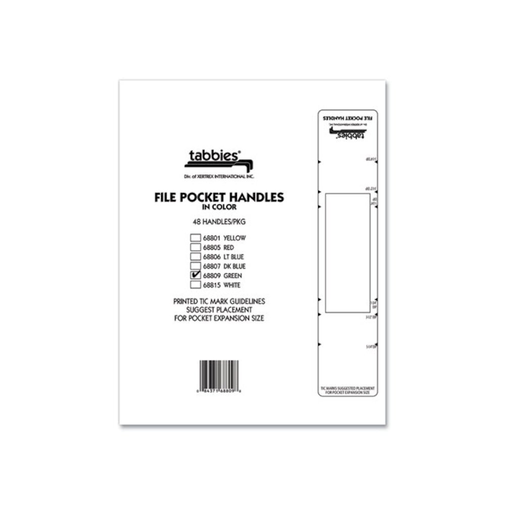 File Pocket Handles, 9.63 x 2, Green/White, 4/Sheet, 12 Sheets/Pack. Picture 11