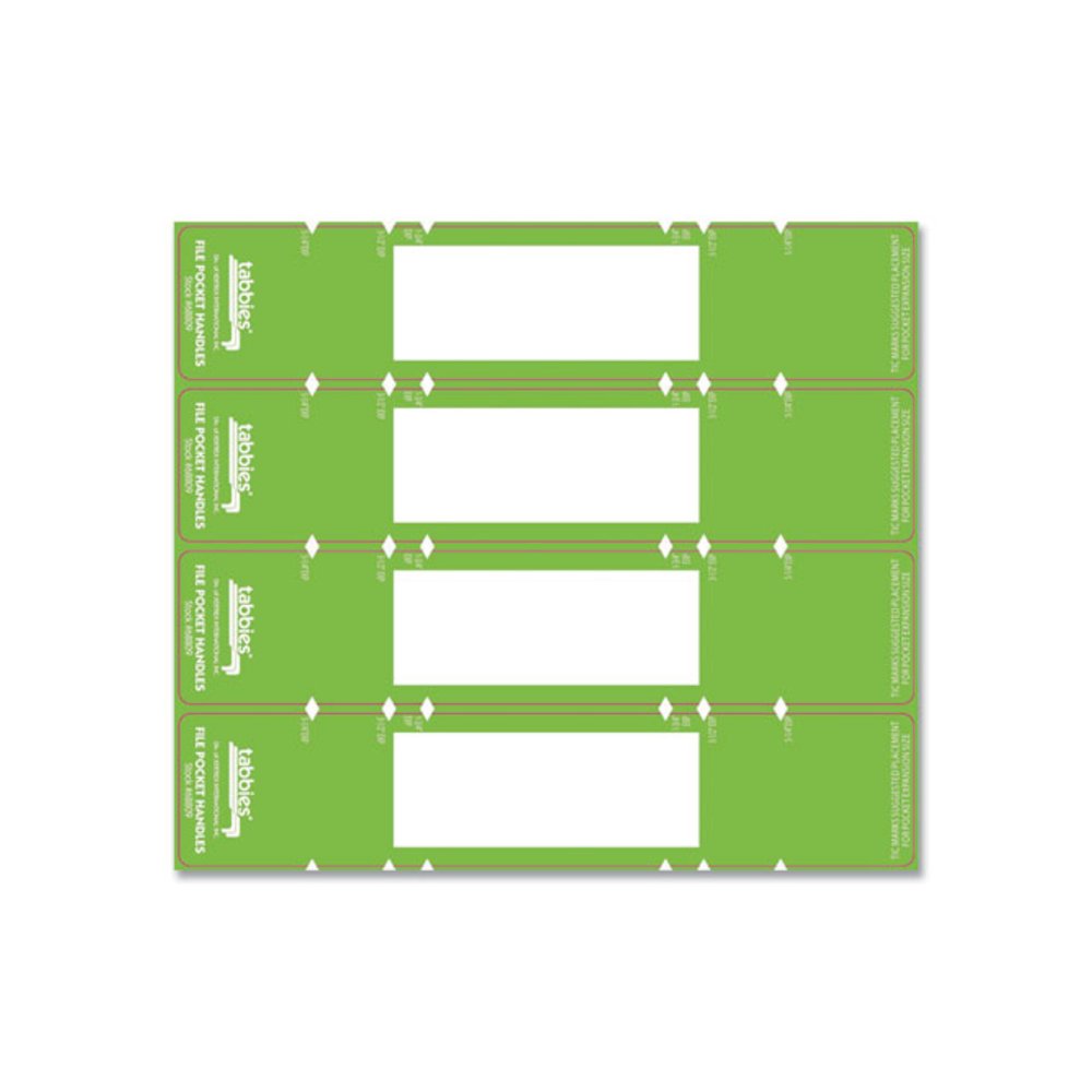 File Pocket Handles, 9.63 x 2, Green/White, 4/Sheet, 12 Sheets/Pack. Picture 4