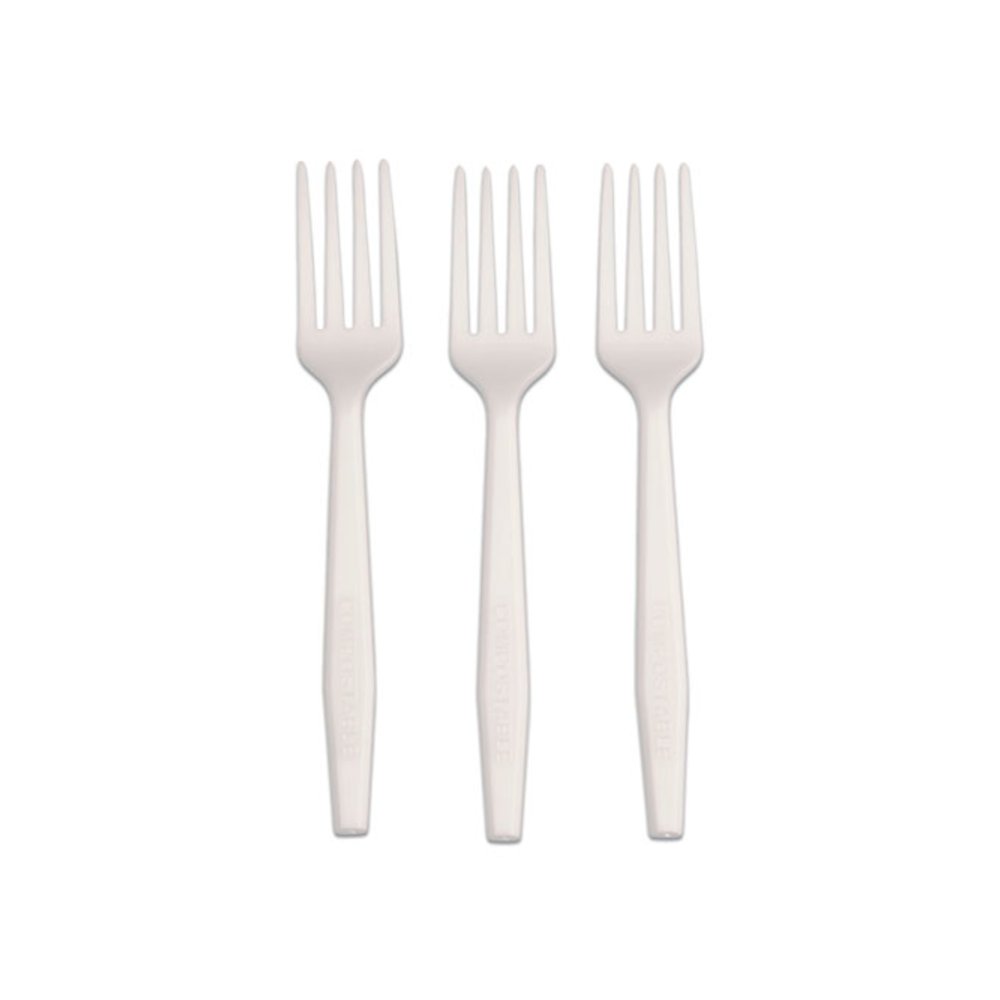CPLA Cutlery, Heavyweight Fork, Plastic, White, 1,000/Carton. Picture 1