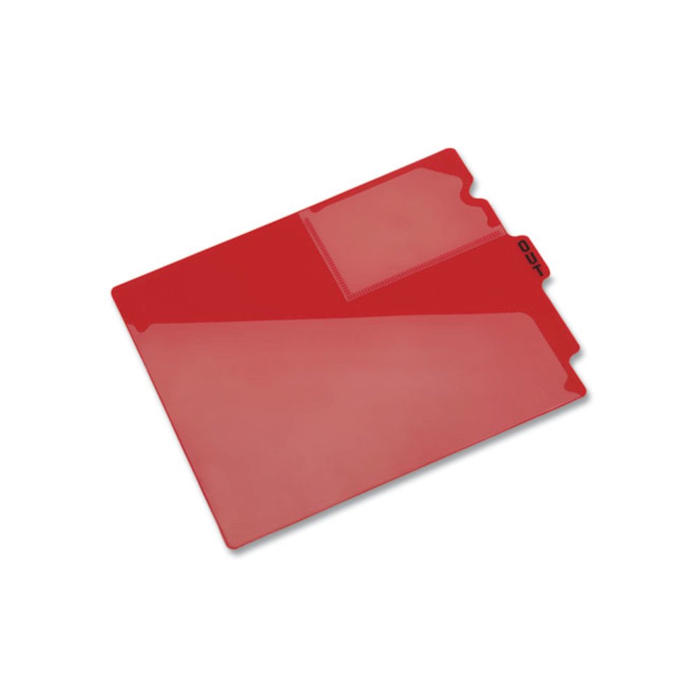 Colored Poly End Tab "Out" Guides, 1/3-Cut: Center Position, For Letter Size Files, Red, 50/Box. Picture 5